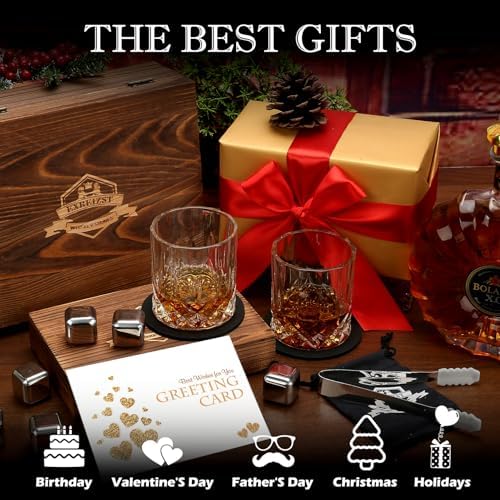 Whiskey Stones and Whiskey Glasses Set of 2, Cool Bourbon Gifts for Men - Image 5