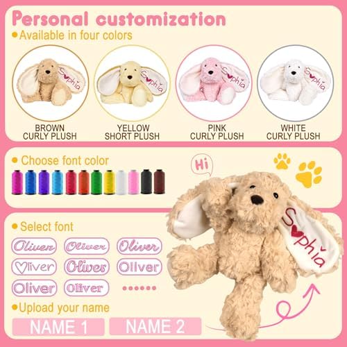 Custom Embroidered Plush Dog with Name, Personalized Baby Plush Toys, Personalized Dog Stuffed Animal, 1-14 Year Old Girl Toys, Easter Birthday Gifts for Baby Boys Girls Toddlers (Dog) - Image 4
