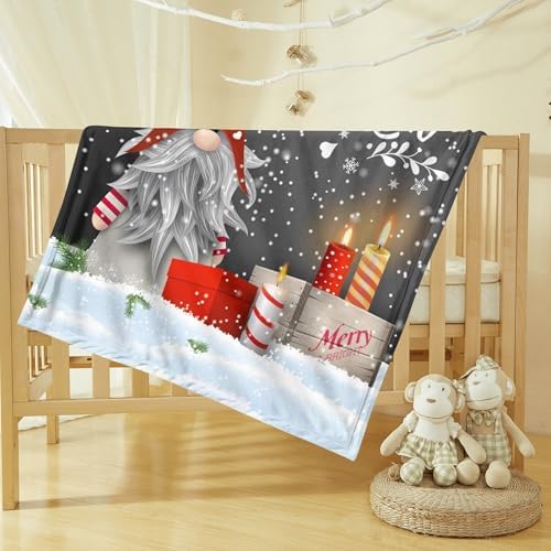 Christmas Baby Blanket 30x40 Inches, Merry Christmas Gnome Xmas Gifts Winter Snowflakes Design Soft Flannel Throw Blanket for Crib, Stroller, Couch, Bed - Cozy Warm Nursery & Home Decor for Kids Adult - Image 6