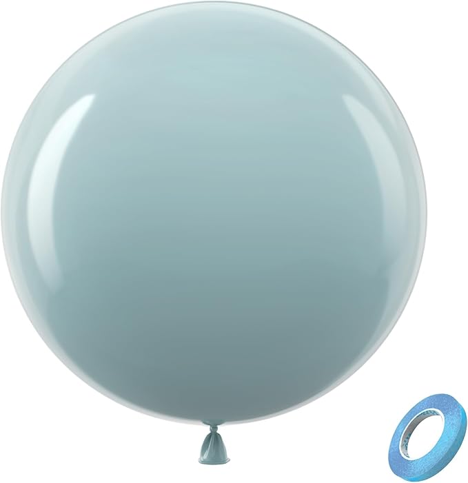 Bezente Dusty Blue Giant Balloons 36 Inch - 8 Pack Jumbo Haze Blue Balloons Large Round Latex Balloons for Bridal Shower Wedding Birthday Party Decorations