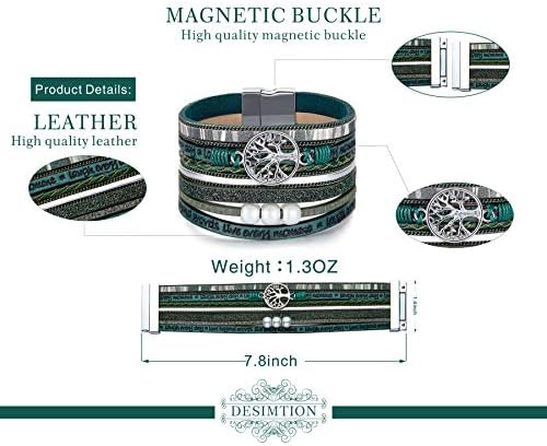 Desimtion Leather Wrap Bracelets for Women, Hidden Inspirational Message - Image 2