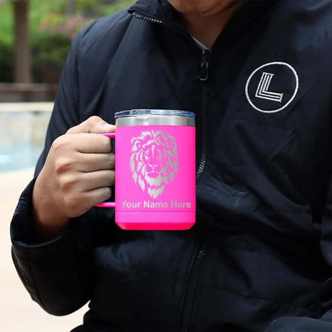 LaserGram 15oz Vacuum Insulated Coffee Mug, Cup Cake, Personalized Engraving Included (Pink)