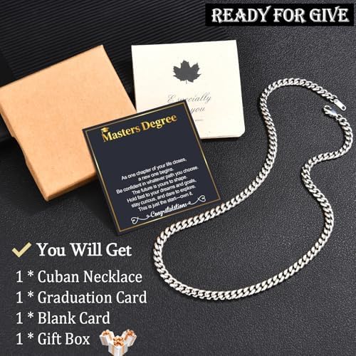 EPIRORA Graduation Gifts Necklace for Him 2026, Graduation Stainless Steel Cuban Chain Necklace for Men, Class of 2026 Gifts, 5th 8th Grade/College/Master Degree Graduate Gift Ideas for Men Him - Image 6