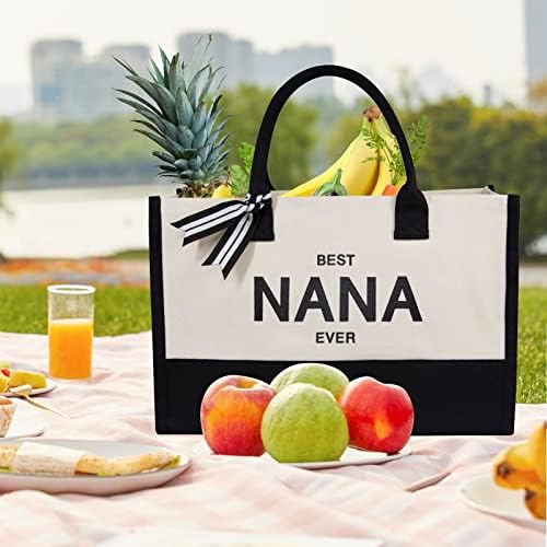 TOPDesign Personalized Initial Canvas Beach Bag, Monogrammed Gift Tote Bag for Women - Image 3