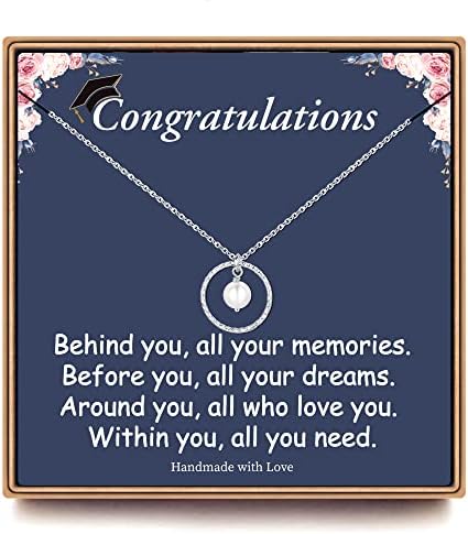 2026 Graduation Gifts for Her - Class of 2026 White Gold Plated Graduation Necklace, College School Graduation Necklace Gifts for Her Women by PAERAPAK