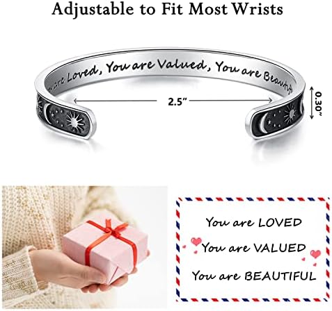TONY & SANDY Inspirational Bracelets for Women Teen Girls Personalized Gifts for Daughter Granddaughter Mom Sister Friends Stainless Steel Engraved Cuff Birthday Easter Christmas - Image 4