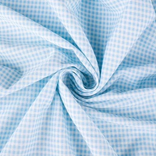 SheetWorld Fitted 100% Cotton Jersey Moses Basket Sheet 13 x 27, Blue Gingham, Made in USA - Image 2