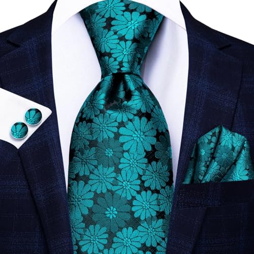Hi-Tie Lot 5 Pcs Gift Box Mens Tie Set Necktie with Pocket Square Cufflinks Silk Neck Tie Collection - Image 5