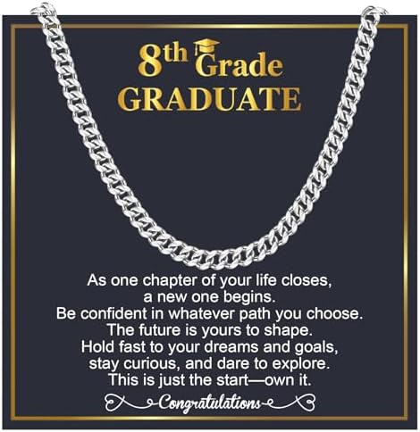 EPIRORA Graduation Gifts Necklace for Him 2026, Graduation Stainless Steel Cuban Chain Necklace for Men, Class of 2026 Gifts, 5th 8th Grade/College/Master Degree Graduate Gift Ideas for Men Him by EPIRORA