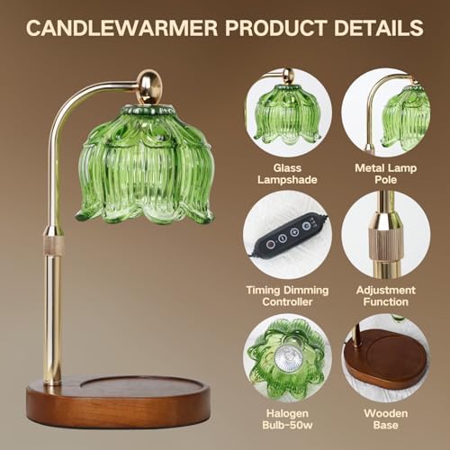 GEEZO Fragrance Candle Warmer Lamp，Electric Candle Warmer with Timer & Dimmer，Mom Christmas Birthday Gifts for Women, House Warming Gifts New Home Bedroom Decor - Image 4