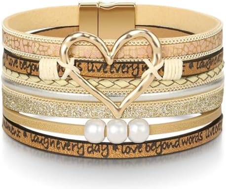 Desimtion Leather Wrap Bracelets for Women, Hidden Inspirational Message by DESIMTION