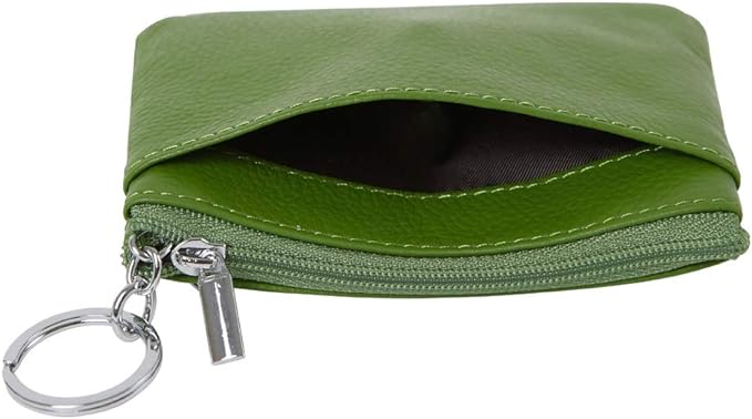 Women's Genuine Leather Coin Purse Mini Pouch Change Wallet with Keychain