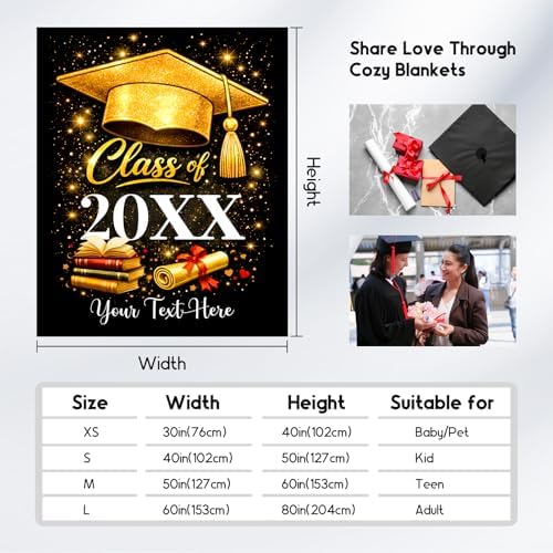 Graduation Blanket Gifts for Class of 2026 – Custom Name Flannel Throw, Cozy Grad Gift for High School & College Students - Image 6