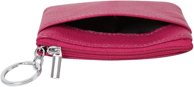 Women's Genuine Leather Coin Purse Mini Pouch Change Wallet with Keychain
