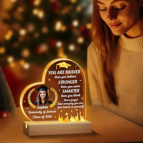 Hyturtle Personalized Graduation Night Light - Custom Name Acrylic LED Light - Inspirational Graduation for Women - Senior 2026 Graduation Gifts Her Him - College Grad Gifts - Graduation Gifts - Image 5