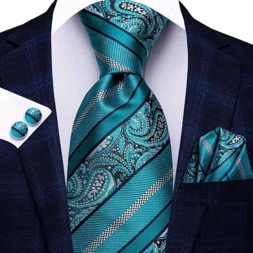Hi-Tie Lot 5 Pcs Gift Box Mens Tie Set Necktie with Pocket Square Cufflinks Silk Neck Tie Collection - Image 6
