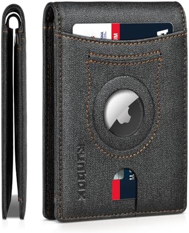 RUNBOX AirTag-Wallet-Mens-Slim-RFID Blocking Wallets Leather with Bill Compartment Air Tag Bifold Card Holder Wallet Gifts for Men Dad by RUNBOX