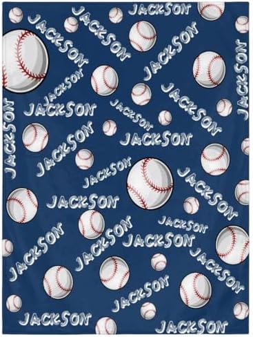 Personalized Baby Blankets for Girls Boys, Custom Baby Blanket with Name Swaddle Toddler Fleece Blanket Personalized Gift Baseball Text by RIRIX