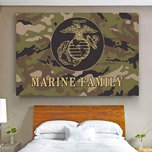 Renditions Gallery Nature Military Wall Art Home Paintings & Prints Artwork Fierce American Marine Crest Modern Patriotic Modern Decorations for Bedroom Office Kitchen - 30"x40" LT25