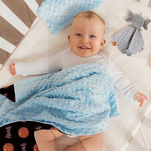 Custom Basketball Blanket - Personalized Name with Basketball Patterns - Soft Plush Flannel Blanket with Double Layer Dotted Backing for Baby Toddler Kids Teen Boys Girls Gifts Black - Image 5