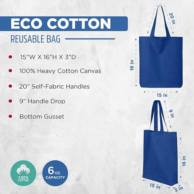 shop4ever Personalized Custom Design Your Own Eco Cotton Tote Reusable Shopping Bag Customizable Gift