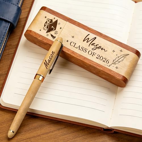 EDSG Personalized Ballpoint Pens Graduation Gifts, Wooden Ballpoint Pen Set with Pen Case Display, Engraved Pens Class of 2026 Gifts for Daughter Son Him Her High School College (Design 1) - Image 4