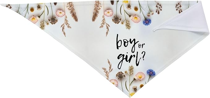 He Or She What Will It Be? Gender Reveal/Baby Announcement Dog Bandana,Pet Neckerchief for Pets Daily Wear Photo Prop Party Supplies (Blue Flower)