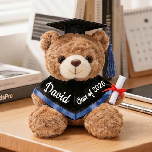 10 Inch Personalized Embroidered Graduation Teddy Bear, Custom Name Class of 2026 Stuffed Animal with Cap Gown & Diploma, Graduation Gifts for College High School Kindergarten, Gifts for Him & Her - Image 4