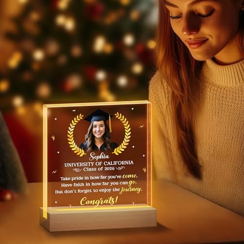 Hyturtle Personalized Graduation Night Light - Custom Name Acrylic LED Light - Inspirational Graduation for Women - Senior 2026 Graduation Gifts Her Him - College Grad Gifts - Graduation Gifts - Image 5