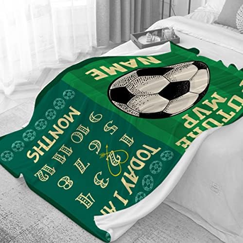 Personalized Baby Month Blanket Name Blanket | Monthly Milestone Blanket for Newborn Boy Girl | 40"x50" | Soccer Theme Customized Throw Blanket with Name for Souvenir Gift - Image 2