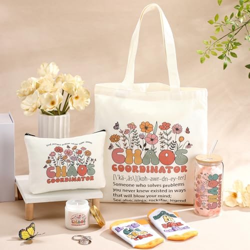 Funnymoom 6 Pcs Chaos Coordinator Gifts for Women Administrative Professionals Day Gifts for Case Manager Employee Assistant Wedding include 17 oz Glass Cup Canvas Tote Bag - Image 2