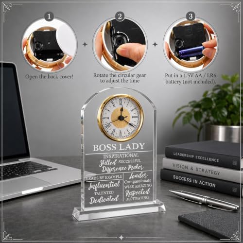 Landical Lady Boss Gifts Acrylic Boss Clock Gifts for Leader Women Female - Image 4
