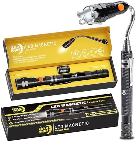 Magnetic Pickup Tool Telescoping Magnet Flashlight, Gifts for Men, Black by DreamMasterMakeLifeMoreConvenient