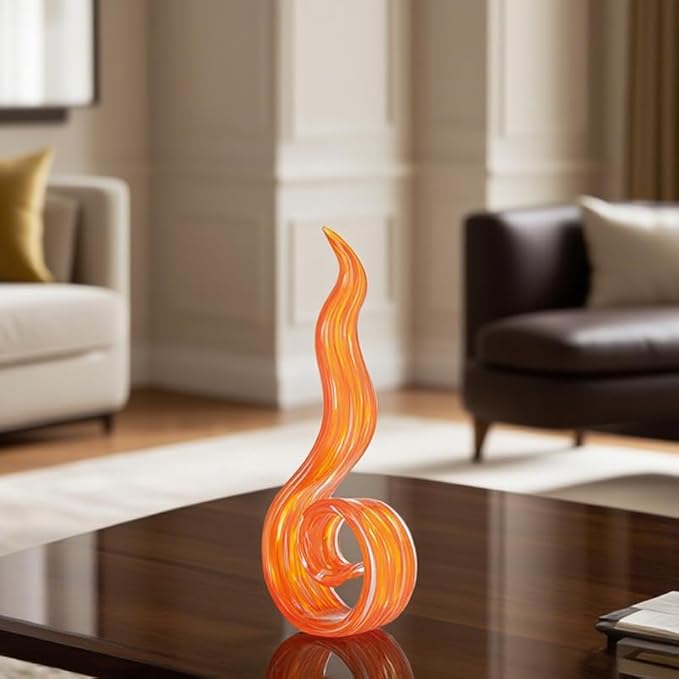 11.4" Tall Hand-Blown Glass Sculpture Murano-Style Sculpture Art Ornament Statue Figurines Home Decor Accent Piece Coastal Ocean Nautical Home Decor,Shelf,TV Stand,Tabletop Centerpieces,Wonderful Gift