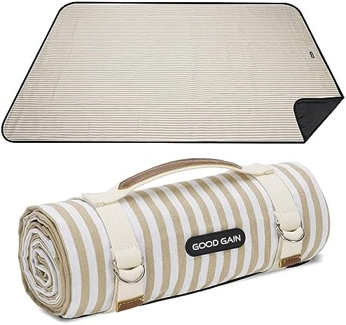 G GOOD GAIN Waterproof Picnic Blankets Outdoor Machine Wash, Sand Yellow by GGOODGAIN