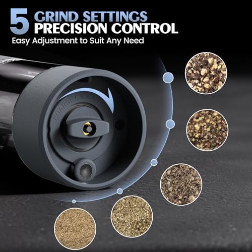 Salt and Pepper Shakers Electric Salt Pepper Grinder Set Kitchen Accessories Upgraded Larger Grey Battery Salt Pepper Grinder Shakers Cooking Birthday Gifts for Men - Image 2