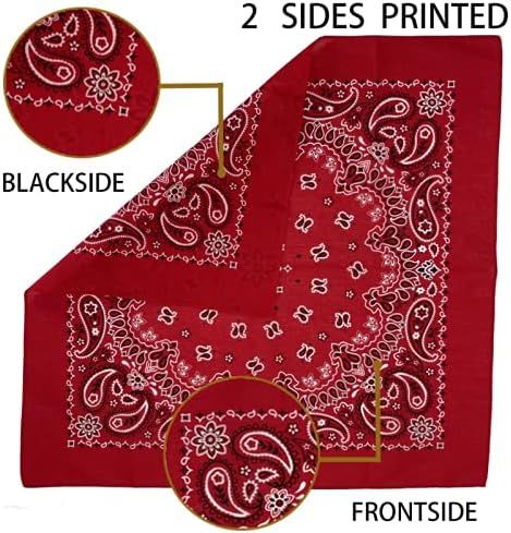 6 Pack 12 Pack Bandanas 2 Sides Printed 22inch Unisex Cowboy Kerchiefs
