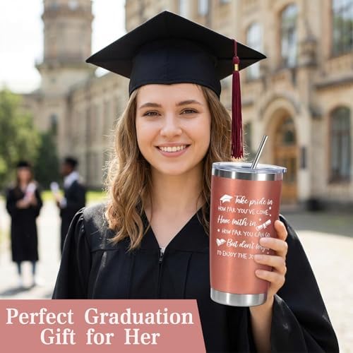 Graduation Gift for Her 2026, Class of 2026 Graduation Cup for Senior High School College Girls Women Daughter Sister Best Friend, 20oz Tumbler Gift Set with Lid, Straw & Box, Pink Grad Gifts Box Set - Image 3