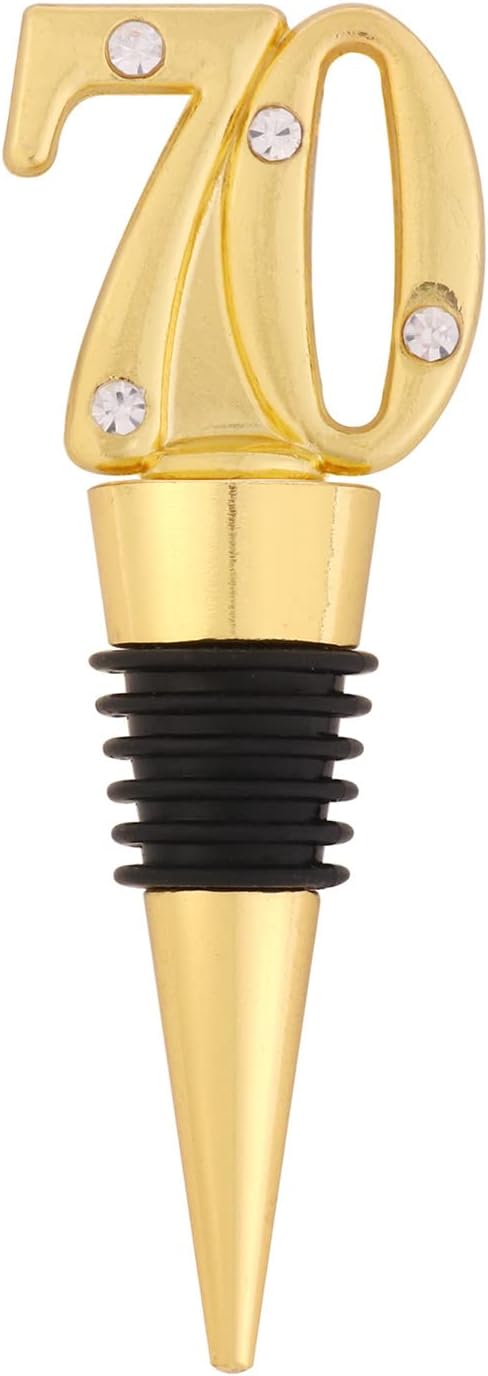 24-Pack 70 Wine Bottle Stopper for 70th Wedding Birthday Party Decoration 70 Years Old Wine Stopper Fun Gift for Wine Lovers (Gold 70th)