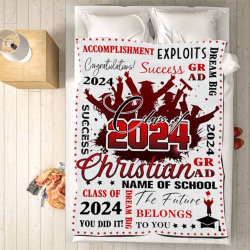 Blanket with Pictures Costume Blanket with Pictures Graduation Presents Graduation Class of 2024 with College Name Personalized Blankets for Adults, Graduation Gifts Men 80x60inch - Image 5