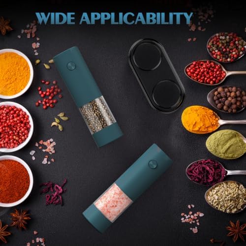 Electric Salt and Pepper Grinder Set Automatic Battery Pepper Mill Shakers Adjustable Coarseness Upgraded Larger Capacity with Led Home and Kitchen Appliances(Teal) - Image 5
