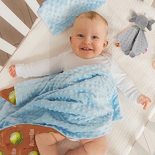 Custom Tennis Blanket - Personalized Name with Tennis Patterns - Soft Plush Flannel Blanket with Double Layer Dotted Backing for Baby Toddler Kids Teen Boys Girls Gifts Orange - Image 5