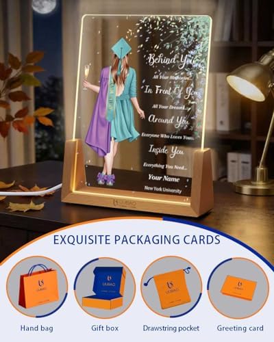 Personalized Name Graduation Gifts Custom Night Light LED Table Lamp Portrait Creator for 2026 University High School Keepsake(Girl A) - Image 4