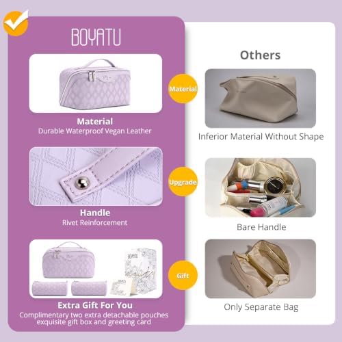 BOYATU Travel Makeup Bag Organizer: 3 Pcs Cosmetic Bag Set for Women Purple - Image 2