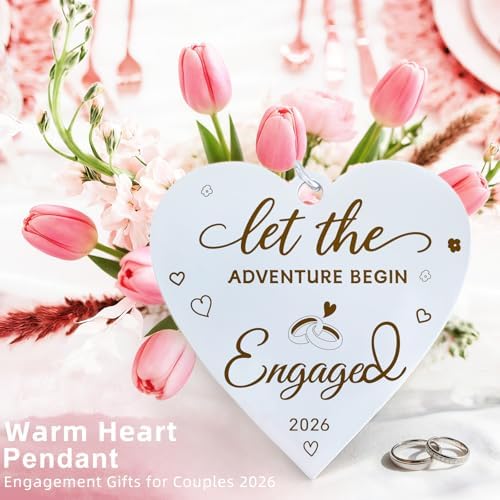 Engagement Gifts for Couples - Let The Adventure Begin Engagement Picture Frame, Cool Wedding Engagement Gift for Newly Engaged Couples Women 2026, 4x6 Rotating Floating Engaged Frame - Image 3