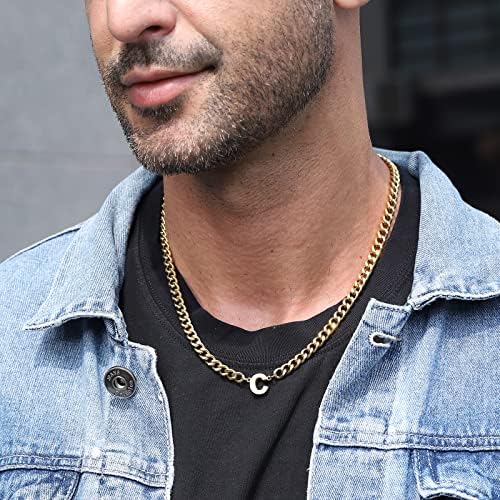 DuoDiner 18+2" Initial Necklace for Men Boys Gifts A-Z Cuban Link Chain - Image 4