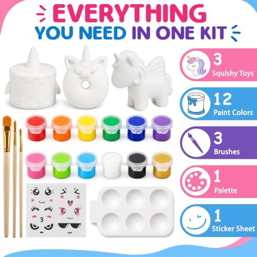 Jim&Gloria Paint Your Own Squishies, Jumbo Squishy Toy Gifts for Girls and Boys 8 9 10 11 12 13 14, Arts and Crafts Squeeze Toys, Party Favors for Birthday, Christmas Gift, Pack of 3 - Image 2