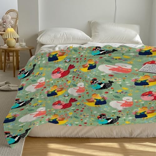 Chickens Blanket Gift for Boy Girl, Chicken Flowers Green Throw Blanket for Hen Chicken and Flowers Lovers Soft Lightweight 40"x50" for Kid for Sofa,Bed and Living Room - Image 7