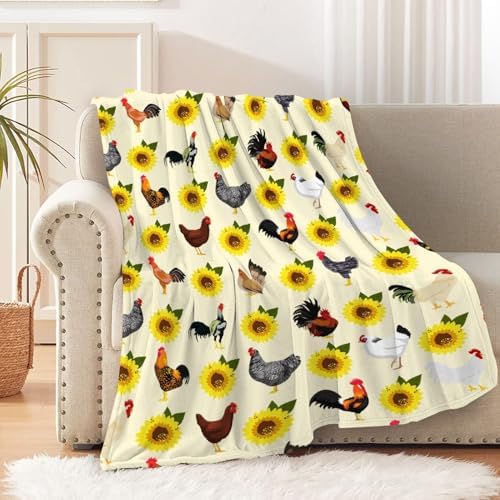 Chickens Blanket Gift for Toddler Infant or Newborn, Chickens Sunflowers Throw Blanket for Hen Chicken and Rooster Lovers Soft Lightweight 30"x40" for Pet/Toddler for Sofa,Bed and Living Room by Gopaka