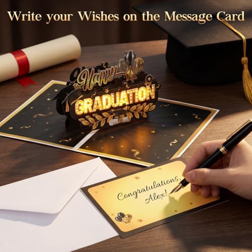 Yinqing Graduation Cards, 2026 Pop Up Congrats Grad with Lights & Music, Happy Graduation Gifts for High School College University Graduates for Son Daughter Grandson - Image 3